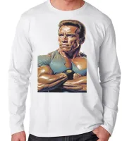 Camiseta manga longa Infantil ou Adulto arnold schwarzenegger musculação - Foto 2