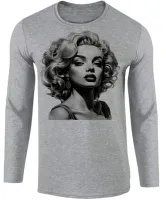 Camiseta manga longa Infantil ou Adulto marilyn monroe preto e branco - Foto 2