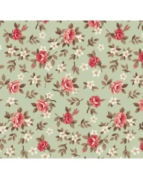 TECIDO CALDEIRA LÚCIA VERDE COM CORAL COR 06