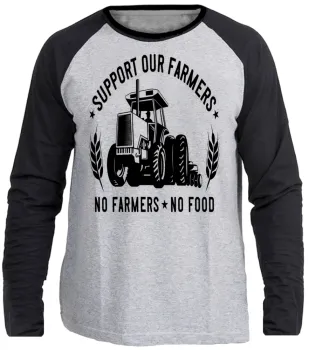  Camiseta manga longa Infantil ou Adulto Agricultor trator colono fazendeiro