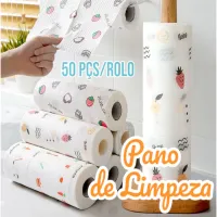 Rolo Pano De Limpeza Reutilizável 50 Peças Absorvente Água Preguiçoso Lava e Seca Multiuso