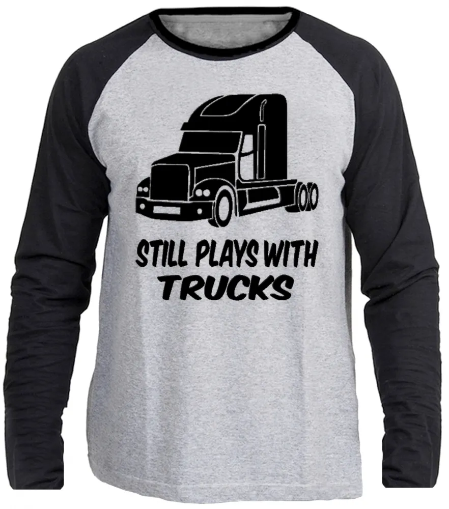 Camiseta manga longa Infantil ou Adulto caminhão play caminhoneiro motorista Imagem