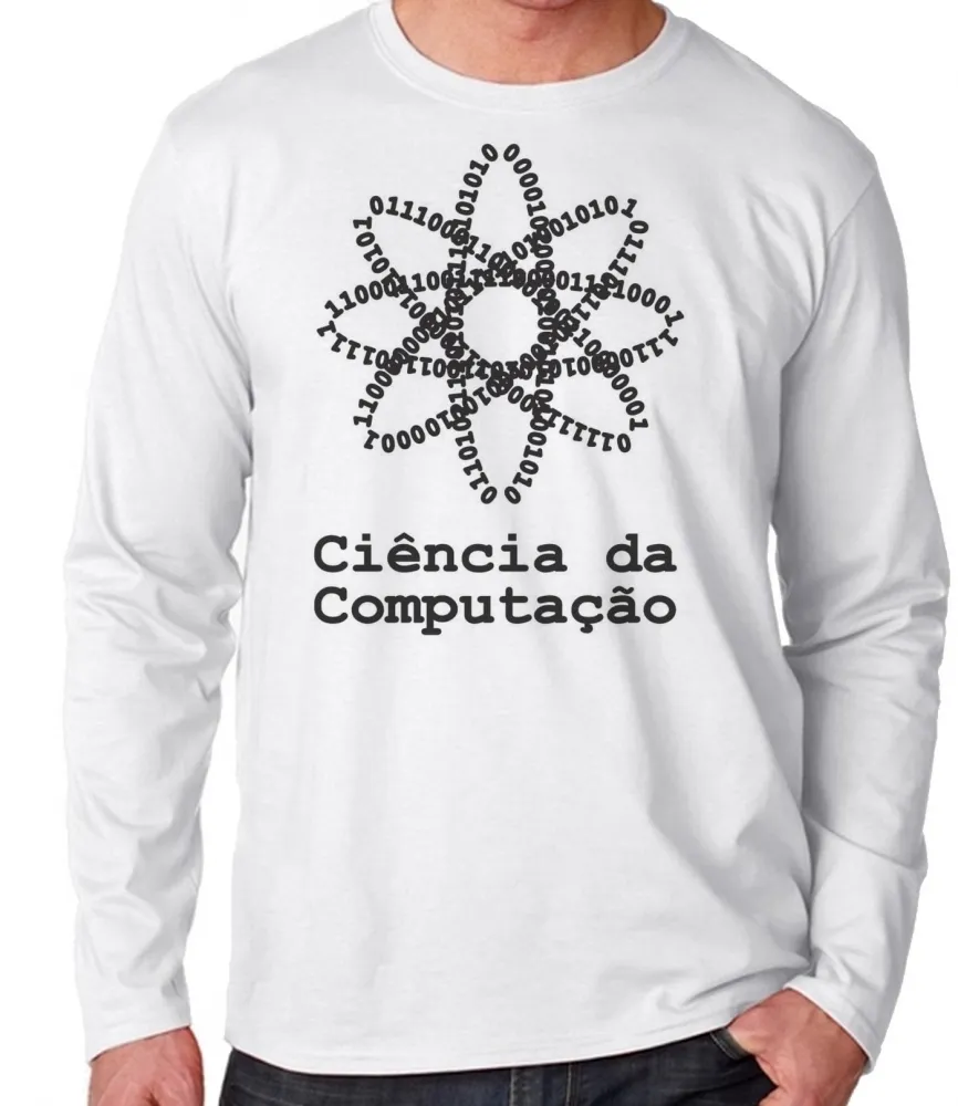Camiseta manga longa Infantil ou Adulto Ciência da computação binario