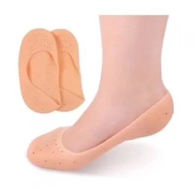 Meia Silicone Hidratante Pé Calcanhar Antiderrapante Aumento pes Protetor Silicone Pe Sapato Par de Meia Palmilha Imagem