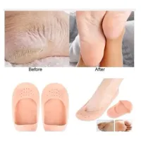 Meia Silicone Hidratante Pé Calcanhar Antiderrapante Aumento pes Protetor Silicone Pe Sapato Par de Meia Palmilha - Foto 2
