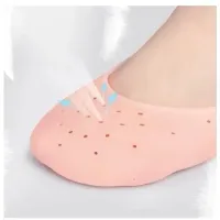 Meia Silicone Hidratante Pé Calcanhar Antiderrapante Aumento pes Protetor Silicone Pe Sapato Par de Meia Palmilha - Foto 3