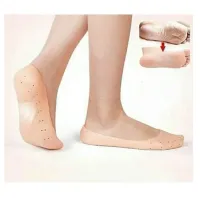 Meia Silicone Hidratante Pé Calcanhar Antiderrapante Aumento pes Protetor Silicone Pe Sapato Par de Meia Palmilha - Foto 4