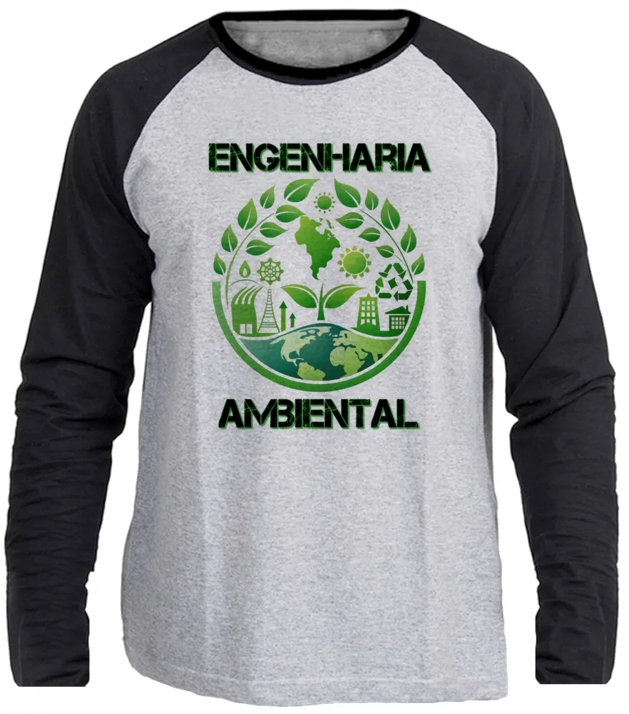 Camiseta manga longa Infantil ou Adulto Engenharia Ambiental profissão Imagem
