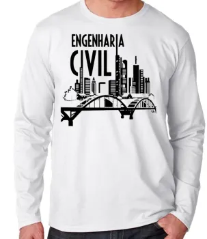 Camiseta manga longa Infantil ou Adulto Engenharia Civil Engenheiro