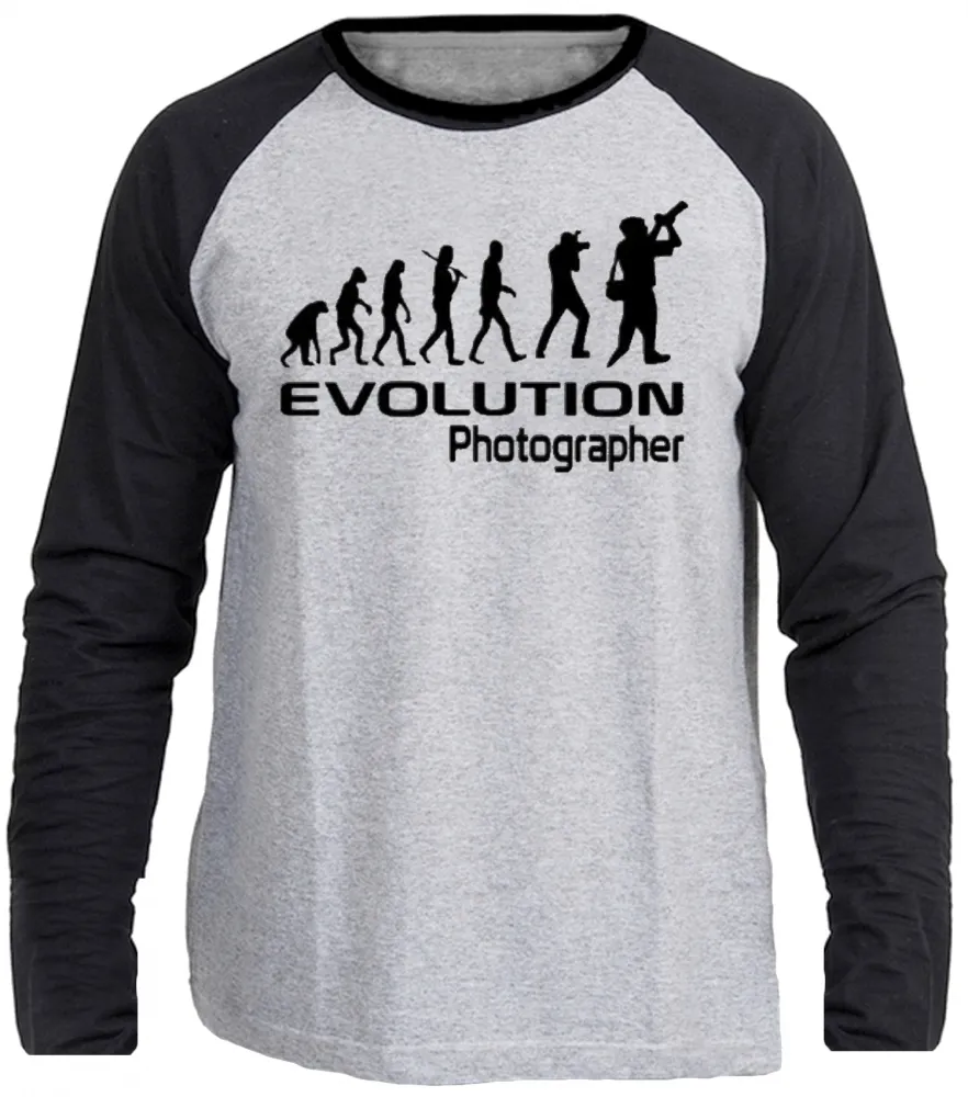 Camiseta manga longa Infantil ou Adulto Fotografo fotografia evolução Imagem