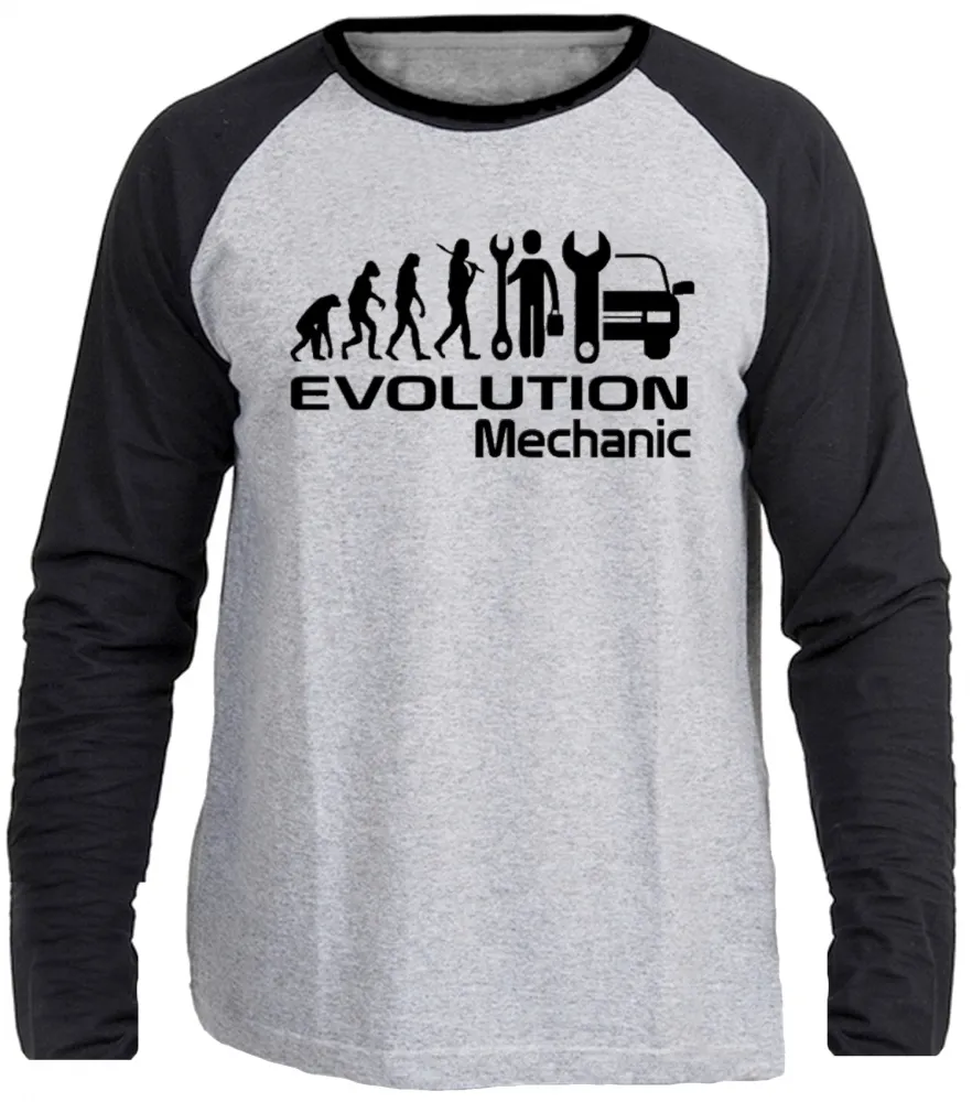 Camiseta manga longa Infantil ou Adulto Mecanico carros oficina evolução