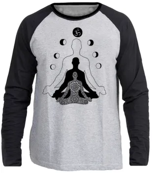 Camiseta manga longa Infantil ou Adulto Meditação Yoga Reiki meditar