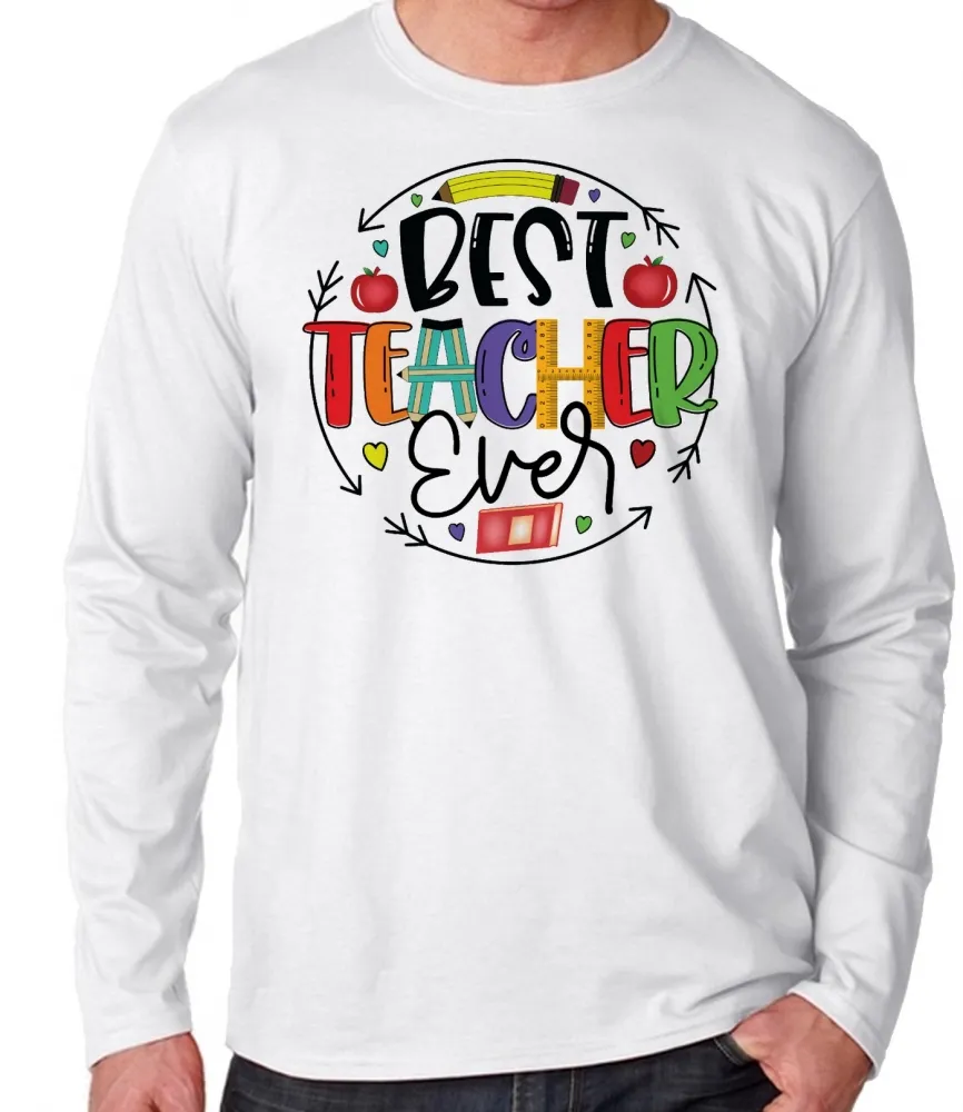 Camiseta manga longa Infantil ou Adulto Melhor professor professora Teacher