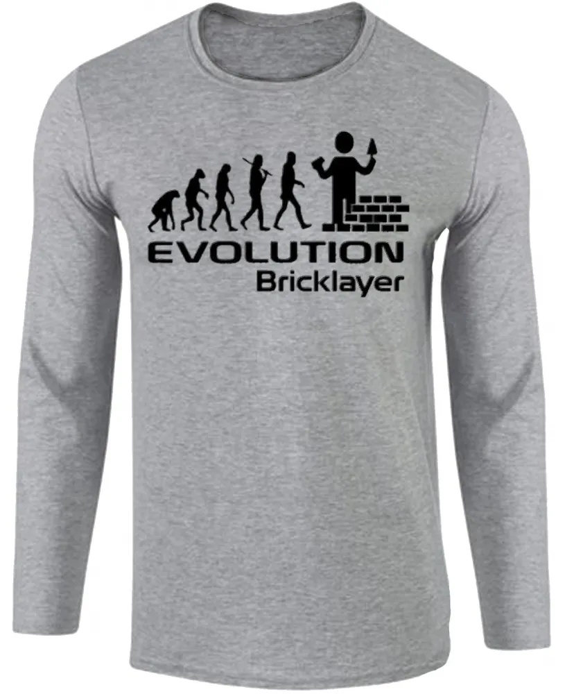 Camiseta manga longa Infantil ou Adulto Pedreiro construtor evolução Imagem