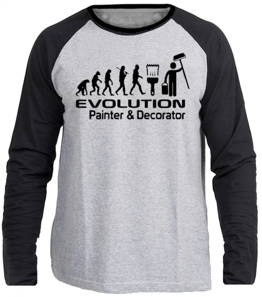 Camiseta manga longa Infantil ou Adulto Pintor decorador evolução empreiteiro