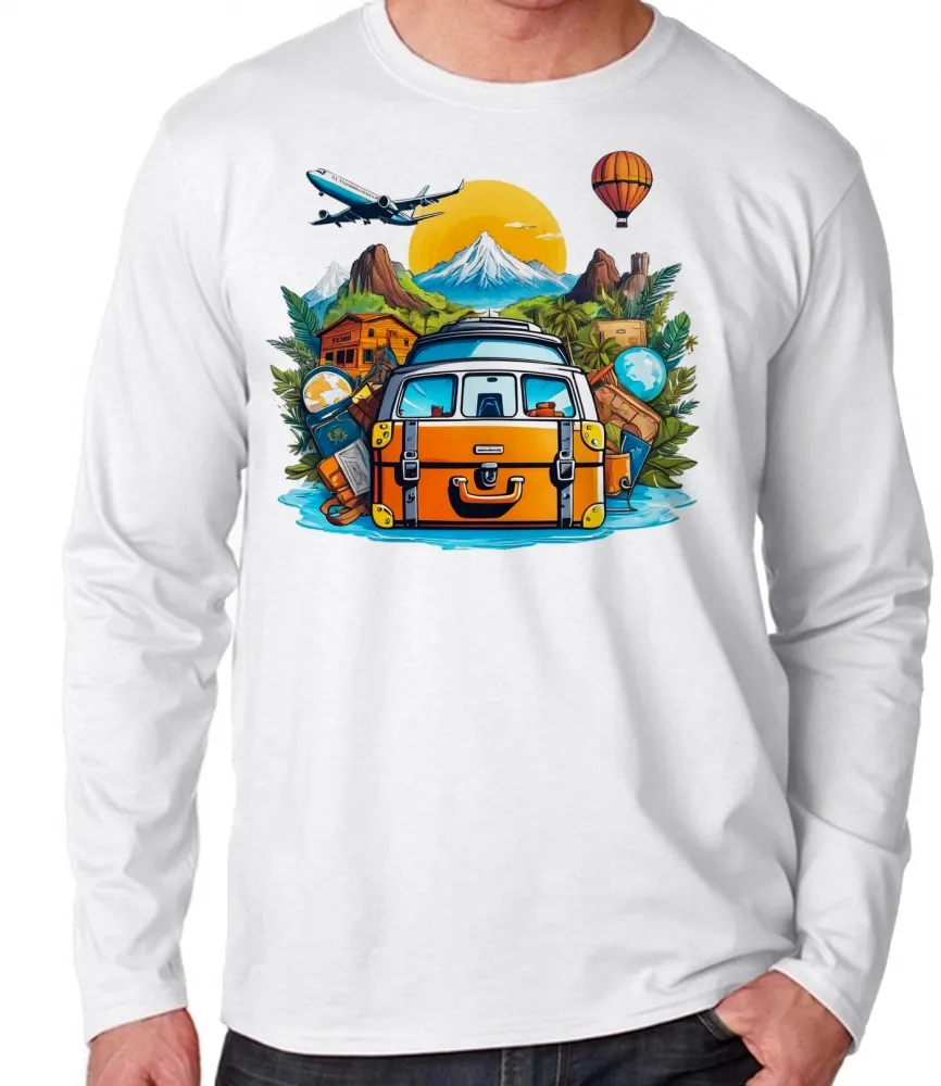 Camiseta manga longa Infantil ou Adulto Turismo turista estudante Imagem