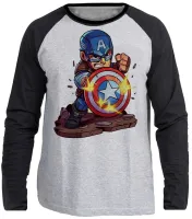 Camiseta manga longa Infantil ou Adulto Capitão america escudo balas - Foto 3