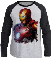Camiseta manga longa Infantil ou Adulto Homem de ferro iron man - Foto 3