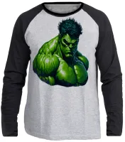 Camiseta manga longa Infantil ou Adulto Hulk vingadores super heroi verdão - Foto 3