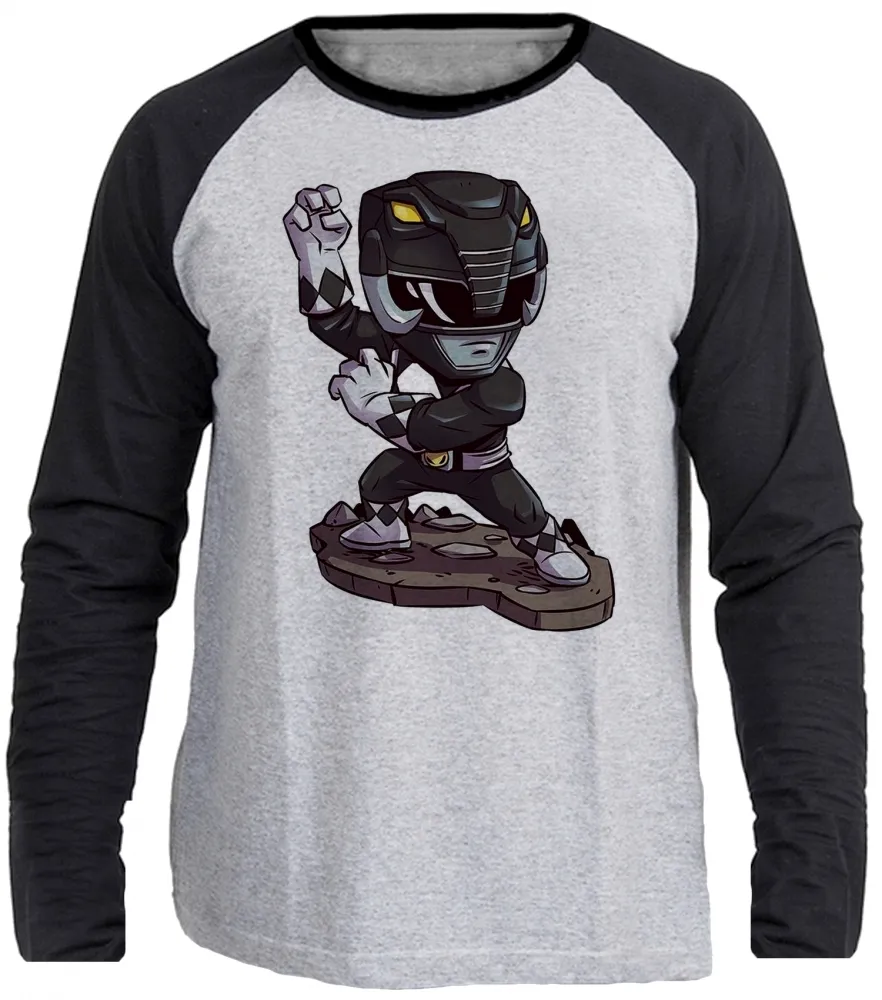 Camiseta manga longa Infantil ou Adulto Power ranger  black preto