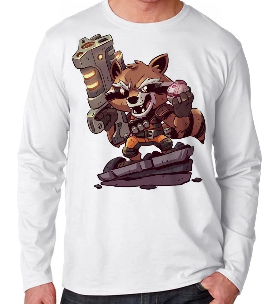 Camiseta manga longa Infantil ou Adulto Rocket guardioes galaxia