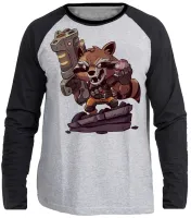 Camiseta manga longa Infantil ou Adulto Rocket guardioes galaxia - Foto 3