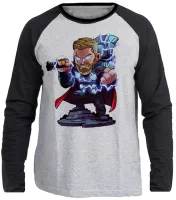 Camiseta manga longa Infantil ou Adulto thor martelo vingadores - Foto 3