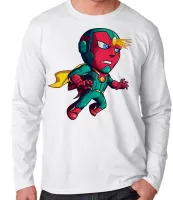 Camiseta manga longa Infantil ou Adulto Visão Vingadores heroi cartoon - Foto 3