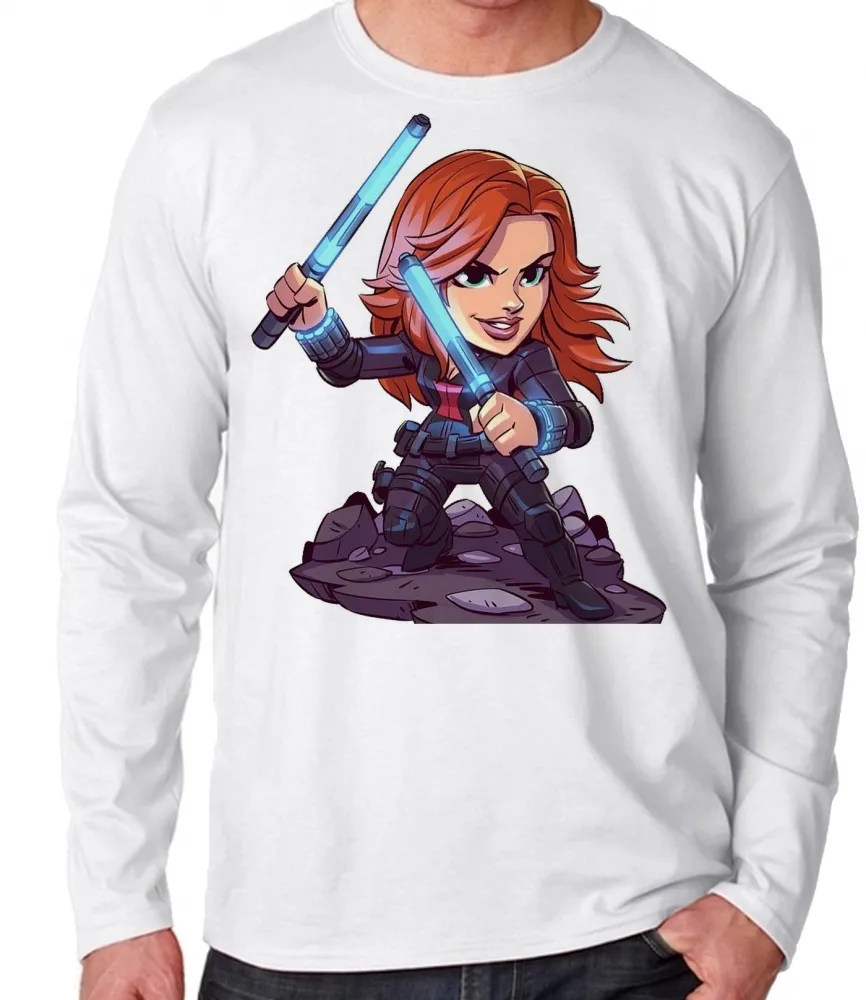 Camiseta manga longa Infantil ou Adulto Viuva negra vingadores Imagem
