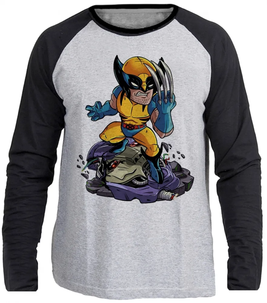 Camiseta manga longa Infantil ou Adulto Wolverine garra vingadores