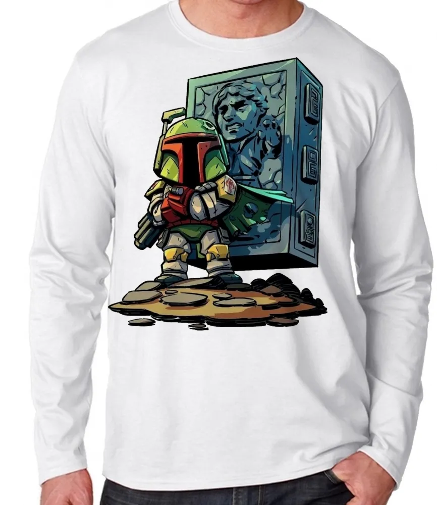 Camiseta manga longa Infantil ou Adulto boba fett han solo star wars