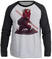 Camiseta manga longa Infantil ou Adulto Darth Maul vilão vader star wars - Foto 3