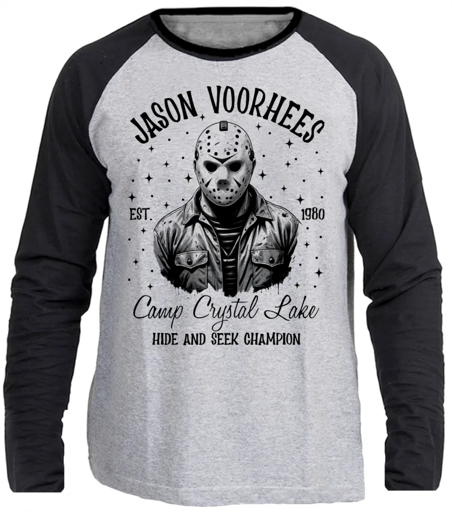 Camiseta manga longa Infantil ou Adulto Jason sexta feira 13 terror
