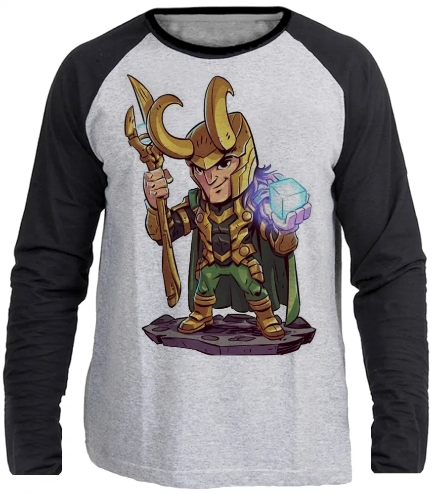 Camiseta manga longa Infantil ou Adulto Loki vilão vingadores e thor Imagem