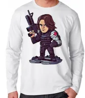 Camiseta manga longa Infantil ou Adulto Soldado invernal vilão capitão america - Foto 3