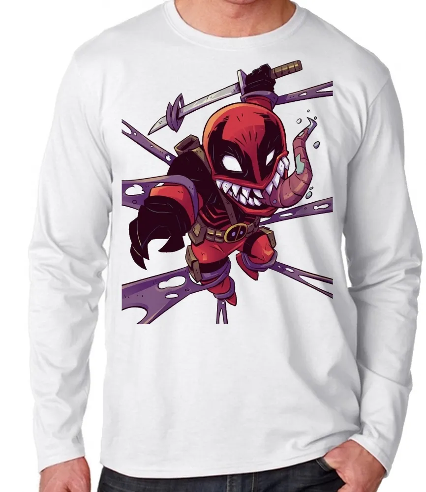 Camiseta manga longa Infantil ou Adulto Venom deadpool desenho Imagem