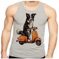 Camiseta Regata adulto ou infantil Cachorro boder collie lambreta - Foto 2