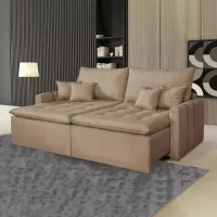 Sofá Retratil e Cama Chicago Lacôme 1,80 em linho Bege ou cinza - Foto 6