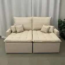  Retratil e Cama Chicago Lacôme 2,20 em linho Bege ou cinza Imagem