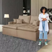  Retratil e Cama Chicago Lacôme 2,20 em linho Bege ou cinza - Foto 5