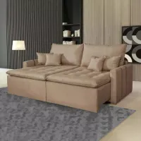  Retratil e Cama Chicago Lacôme 2,20 em linho Bege ou cinza - Foto 6