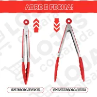 Pegador Em Silicone e Inox para Cozinha - Saladas, Carnes e Alimentos - Grande - Foto 5