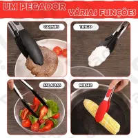Pegador Em Silicone e Inox para Cozinha - Saladas, Carnes e Alimentos - Grande - Foto 6
