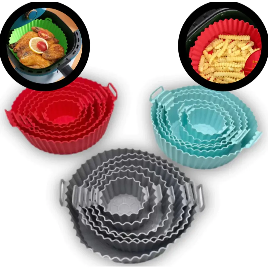 Kit 6 Formas Airfryer Tamanhos Variados Silicone Antiaderente Microondas Lavável Com Alça envio aleatorio