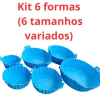 Kit 6 Formas Airfryer Tamanhos Variados Silicone Antiaderente Microondas Lavável Com Alça envio aleatorio - Foto 2