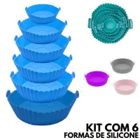 Kit 6 Formas Airfryer Tamanhos Variados Silicone Antiaderente Microondas Lavável Com Alça envio aleatorio - Foto 3