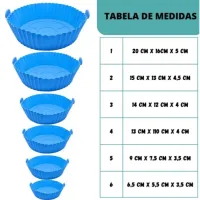 Kit 6 Formas Airfryer Tamanhos Variados Silicone Antiaderente Microondas Lavável Com Alça envio aleatorio - Foto 4