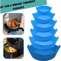 Kit 6 Formas Airfryer Tamanhos Variados Silicone Antiaderente Microondas Lavável Com Alça envio aleatorio - Foto 5