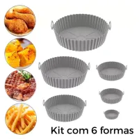 Kit 6 Formas Airfryer Tamanhos Variados Silicone Antiaderente Microondas Lavável Com Alça envio aleatorio - Foto 6