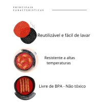 Forro Tapete em Silicone Para Air Fryer 19cm Fritadeira Elétrica QUADRADO Multiuso Universal Vermelho Preto - Foto 2